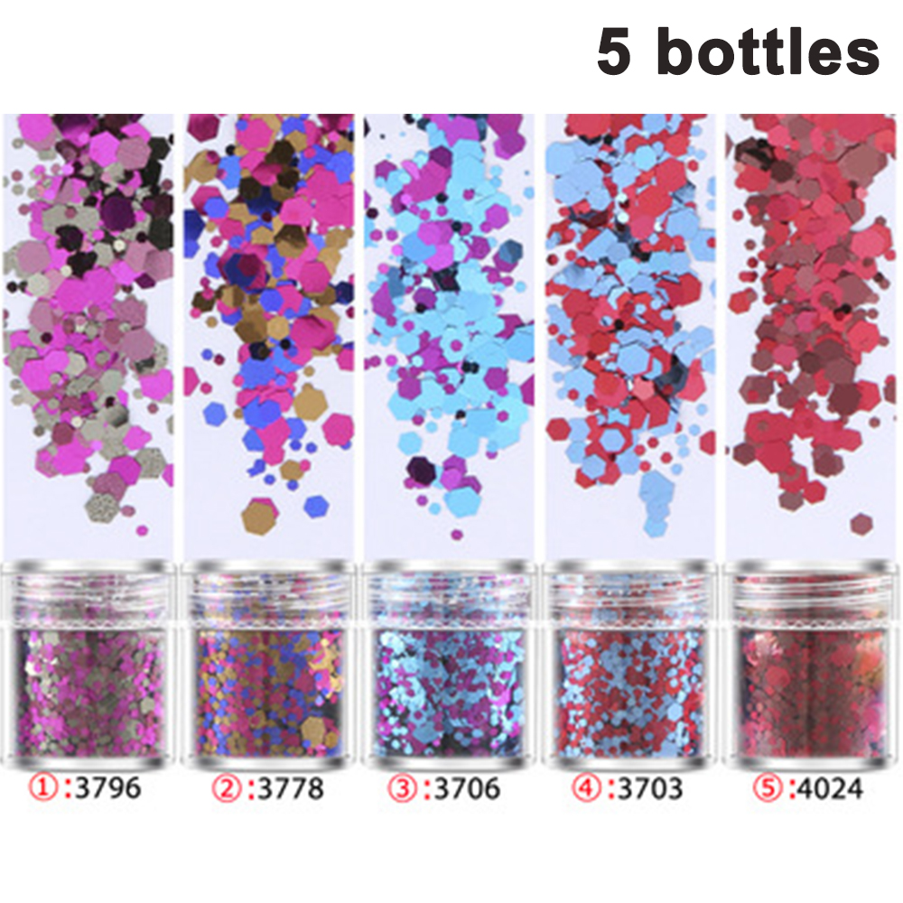 Slime glitter, ultrafine glitter for nails, 5 cans, mixed colors